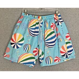 Uzzi Beach Balls Swim Trunks Shorts Youth Boys XL Lined Blue Hawaiian Beach Fun‎